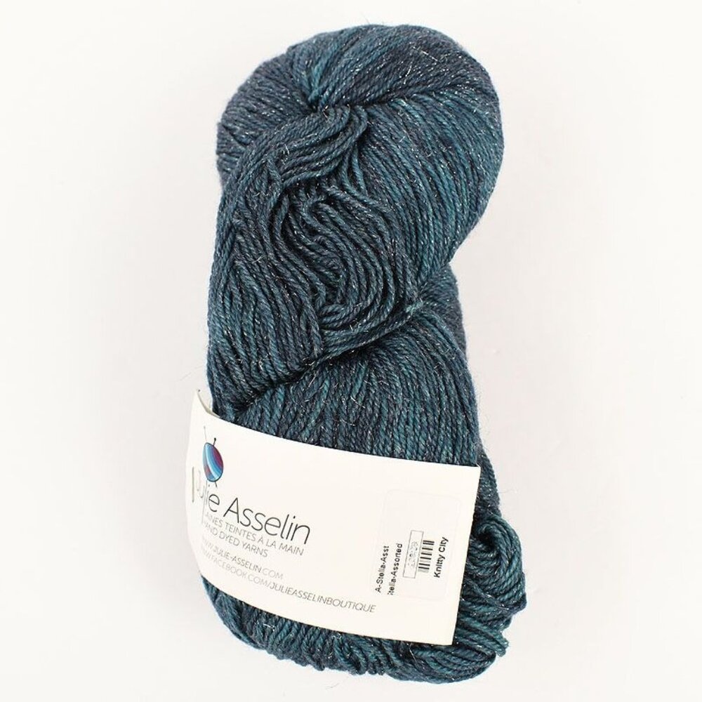 Julie Asselin Stella Yarn SW Merino Sparkling Stellina Into The Night Colorway